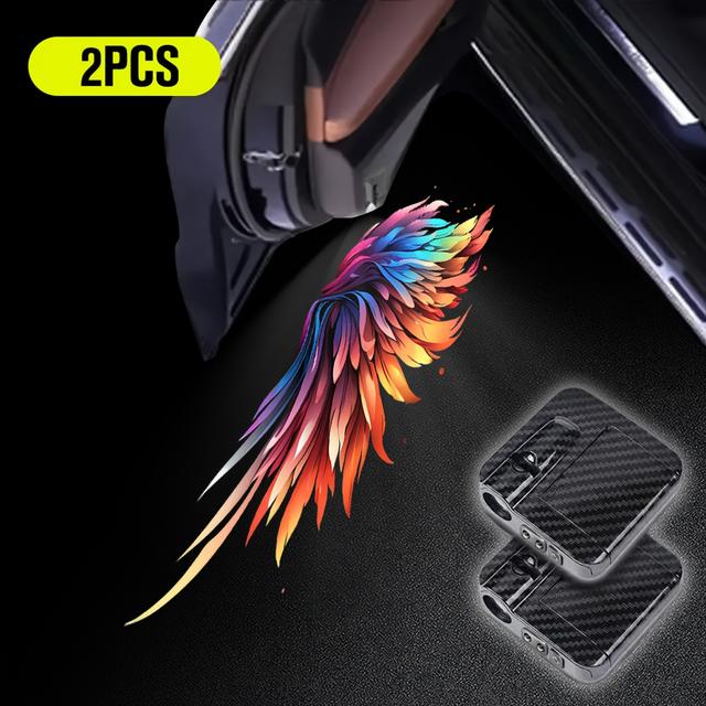 TEMU 2/4 шт. Кольорові для дверей автомобіля, привітальний проєктор тіні, світлодіодна лампа, прикраси для автомобілів, без батарейного блоку