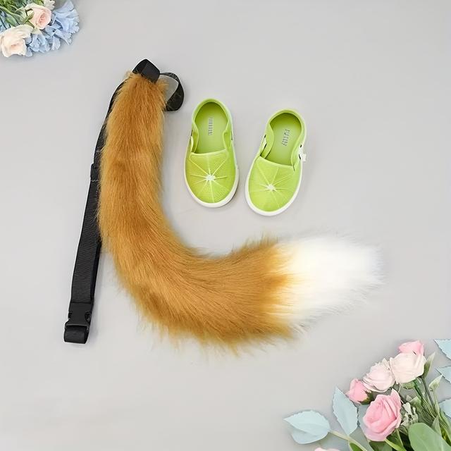 TEMU Костюм-накладка з 25 візерунками, плюшевий хвіст кота, ігровий аніме-персонаж, хвіст лисиці, вечірка на Хелловін, сценічний виступ, реквізит для фотографій, багато кольорів на вибір