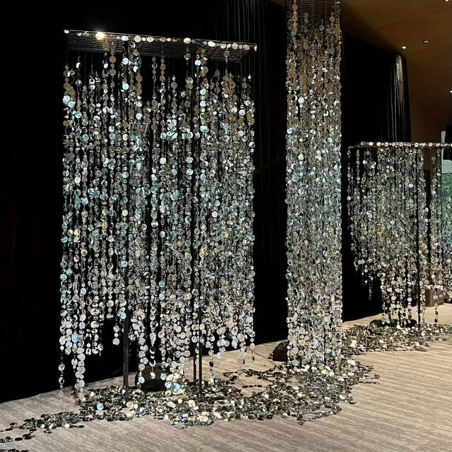TEMU A Five-piece Silvery Sequin Set That , Perfect For A Or Holiday Decor. This Essential Pvc Hanging Decoration Used As A Backdrop For Weddings Or As Room Dividers, Ideal For Family And Celebrations