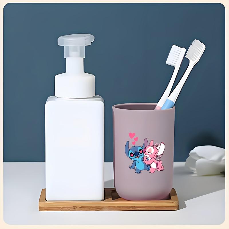 TEMU Stitch And Iconic Cute Cartoon Cup, Couple's Toothbrush Cup, Space-saving Toothbrush Storage, Suitable For Home, Dorm, And Travel Use, Unisex Bathroom Accessory