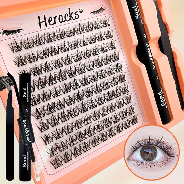 TEMU A Set Of 100 Eyelashes Featuring Natural, Fine, And Soft Mink-like Clusters, Designed In A Cartoon Style, With Elongated Ends, Including Glue And Tweezers