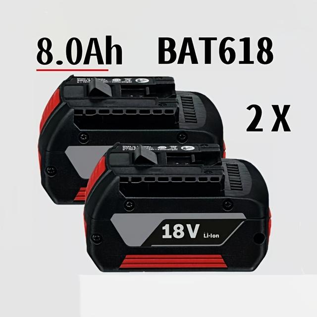 TEMU 2x 18V 8000mAh Litium BAT618 Batteriersättning, 18V Batteri BAT609 BAT610G BAT618G BAT619 BAT621 BAT620 Trådlöst Verktygsbatteri