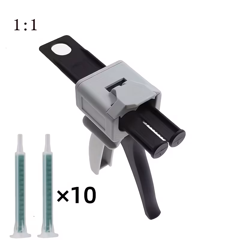 TEMU 50ml Dispensing Gun, With 10pcs Nozzles, Epoxy Resin Glue Gun 1:1/2:1 Mixing Dispensing Gun Dual Component Ab Glue Gun