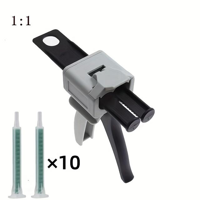 TEMU 50ml Dispensing Gun, With 10pcs Nozzles, Epoxy Resin Glue Gun 1:1/2:1 Mixing Dispensing Gun Dual Component Ab Glue Gun