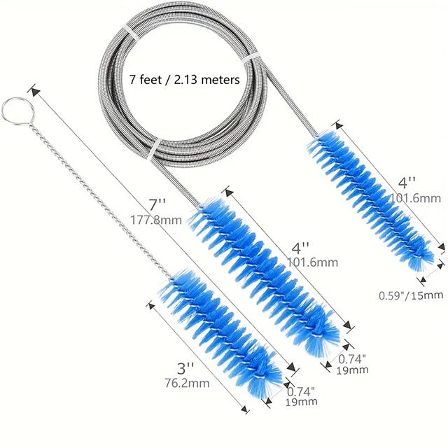 TEMU 1 Set med 7ft Flexibel CPAP Rörsrengöringsborste med Rostfritt Stål - Lämplig för de Flesta av CPAP Mjuka Rör, Enkel att Använda och Rengöringslösning