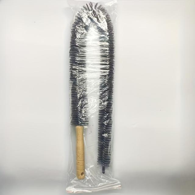 TEMU 30-inch Flexible Radiator Cleaning Brush With Wooden Handle – Soft Bristles For Laundry, Washer-dryer, And Refrigerator Coil Cleaning, Black