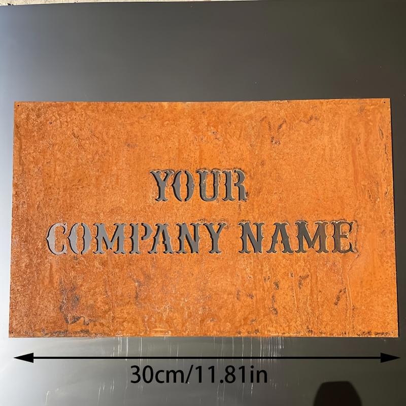 TEMU 1pc Of Customizable Metal Rust Address Logo, Weather Resistant Steel Rust Decoration Valentine's Gift, Rust Logo, Personalized Company Name Gift