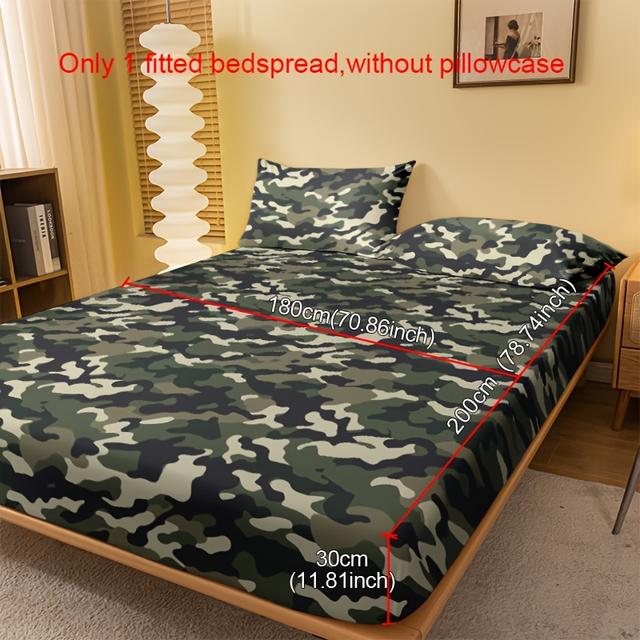 TEMU 1 Stück Modernes Bettlaken Kompatibel für Twin/Full/Queen/King Betten - Weiche Atmungsaktive Bettdecke mit Tiefen Spannbettschoner, Grünes Camo-Print Bettwäsche (Ohne Kissenbezug)