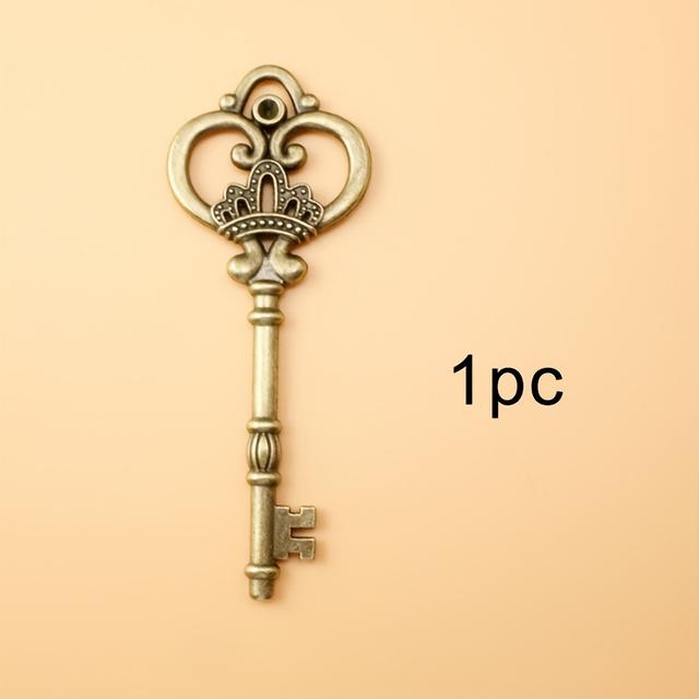 TEMU Vintage Antique Bronze Large Key Charms Pendant For Jewelry Making, Alloy Material - Pack Of 1