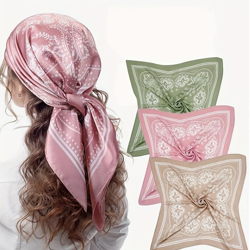 TEMU 3pcs 27.5 Inches Satin Head Scarf Hair Scarf Head Scarf Bandana Hair Wrap Neck Scarf For Women S