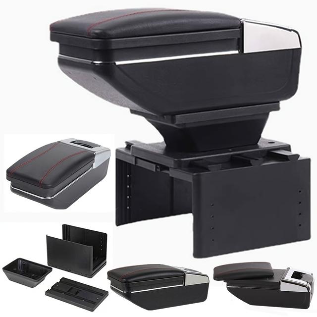 TEMU Universal Armrest Box, Central Hand Rest For Cars With Cup Holder, Storage Compartment, Adjustable And Rotatable Panel