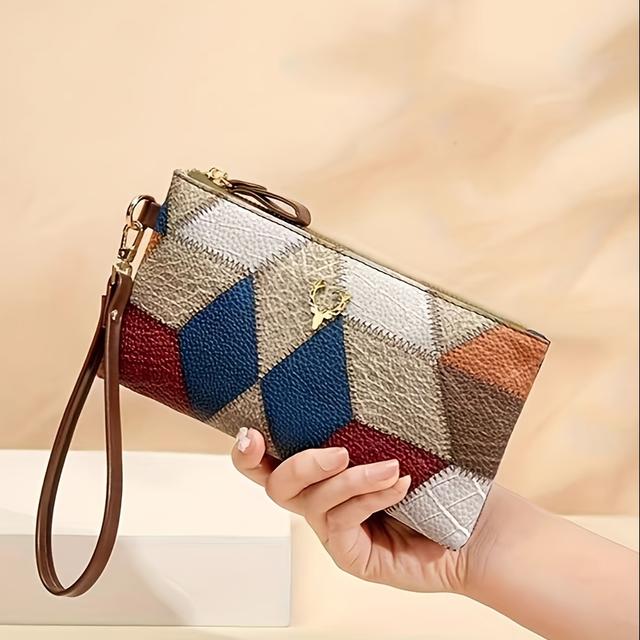 TEMU Ladies' Evening Bag Mini Clutch New Small Square Bag Retro Small Bag Versatile Zipper Bag Long Wallet Women's Matching Mobile Phone Ba