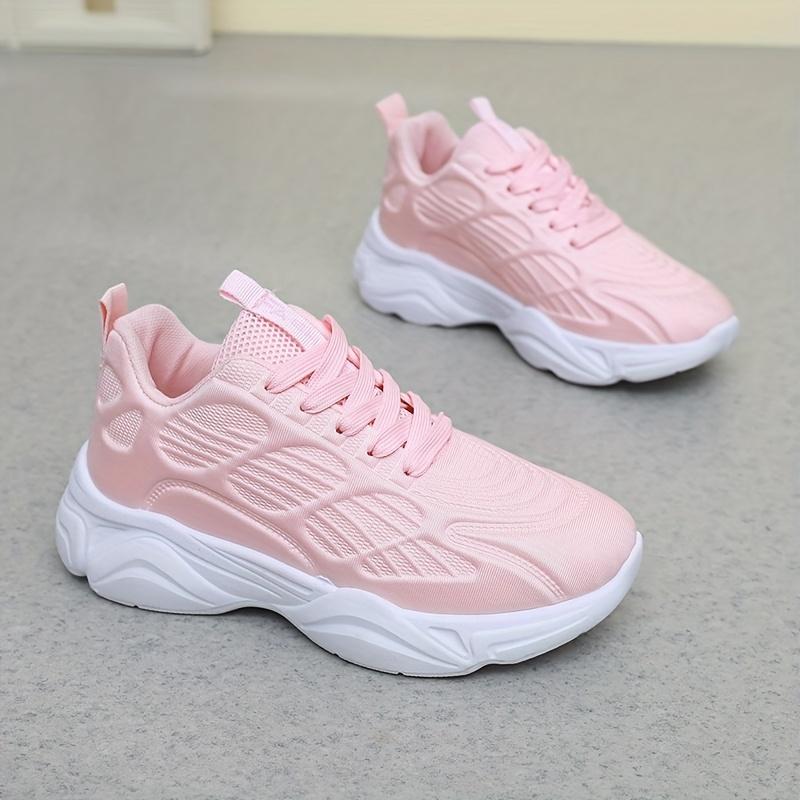 TEMU Women's Korean Style Chunky Platform Sneakers - Height Increasing Lift, Breathable White Thick-soled Shoes With Inner Arch, Casual & S For Short, Stability Cushioning (no Heel Lift)