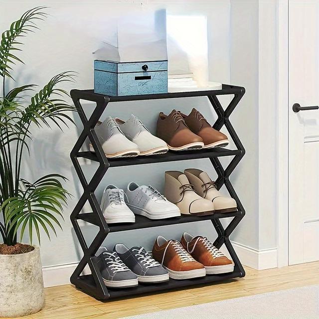 TEMU 8-pair Capacity, Space-saving X-shaped Shoe Rack - Durable Metal, Modern , Stable And Easy To Assemble, Home Storage, Shoe Storage|modern Shoe Rack|sturdy Construction, Shoe Storage Rack