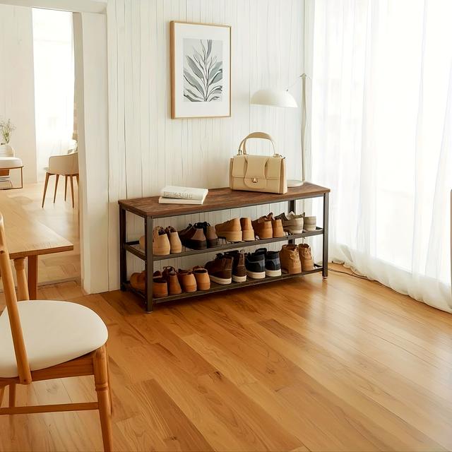 TEMU Banc à chaussures, étagère à chaussures avec 2 niveaux, organisateur de chaussures, 30 x 100 x , entrée salon couloir, structure en acier