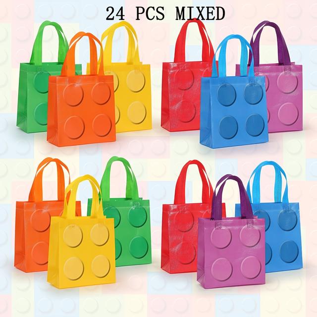 TEMU 24 Peças Sacolas de Blocos para , Bolsões em Tecido Não-Tissuepara Festinhas - Aniversário, 1º Bebê Formatura Presentes Para Pascua Dia dosPais Mãe Natal Halloween