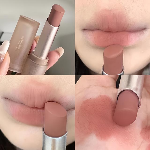 TEMU 6-color Matte Velvet Lipstick, Matte Velvet Lipstick, Enhancing , Long-lasting, Waterproof, Cup, Soft Matte Nude Lipstick