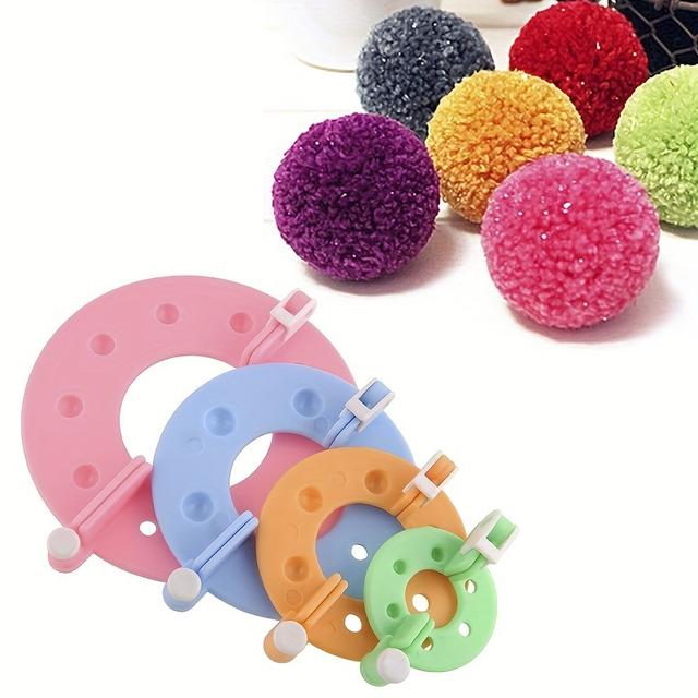 TEMU 8pcs Plastic Yarn Storage Knitting Loom Kit, Mixed Color Diy Craft Supplies, Fluff Ball Pompom Maker With 4 Sizes