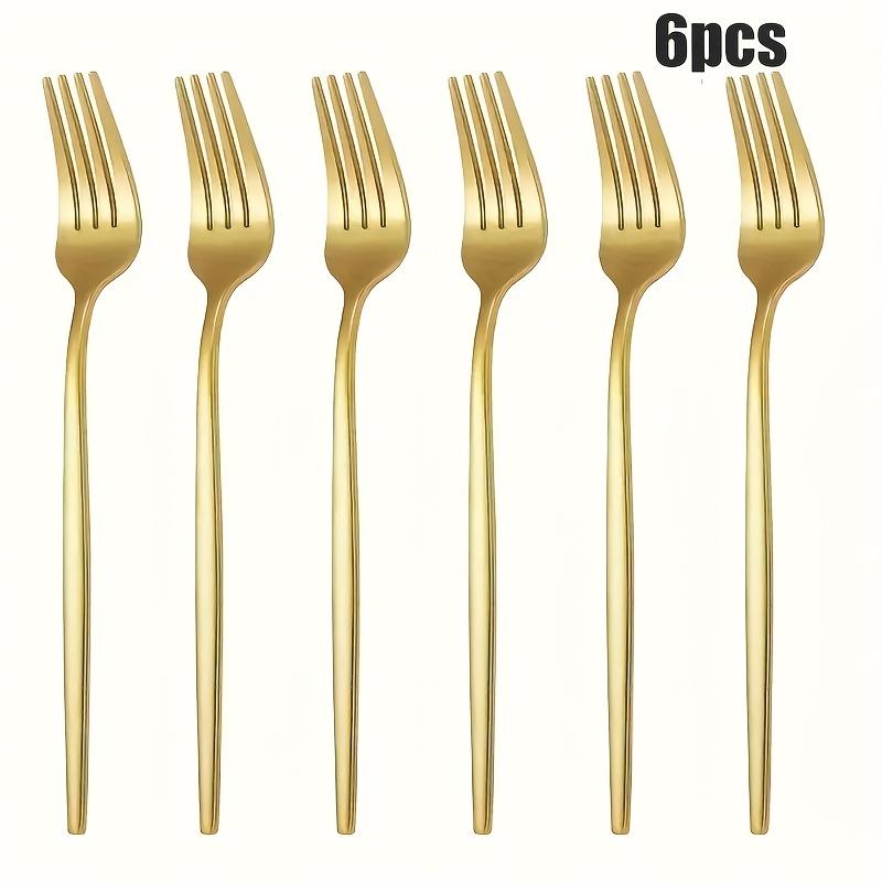 TEMU Ensemble de 6/20 à table en acier inoxydable doré, à salade à long manche, à , , lavables au lave-vaisselle, faciles à nettoyer, adaptées aux restaurants, fêtes, maisons, cuisines (8.46 pouces)