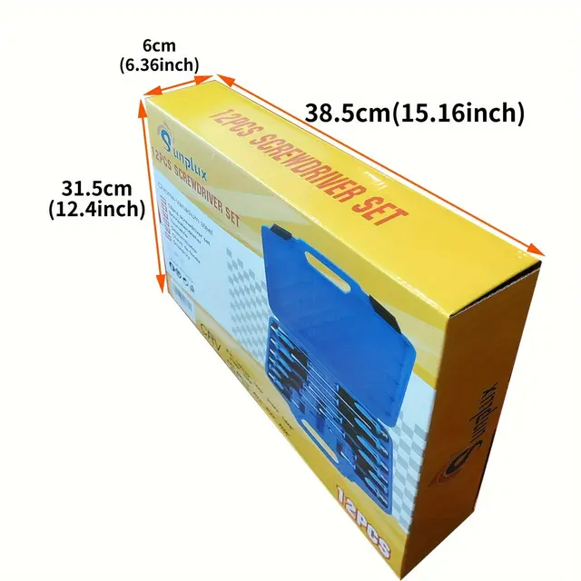 TEMU 12- skrutrekkersett med gjennomgående stålkjerne, stålblad med høy dreiemoment for festing, meisling eller løsning av fastsittende skruer, 6 Phillips & 6 slisset magnetiske bits, med bæreveske