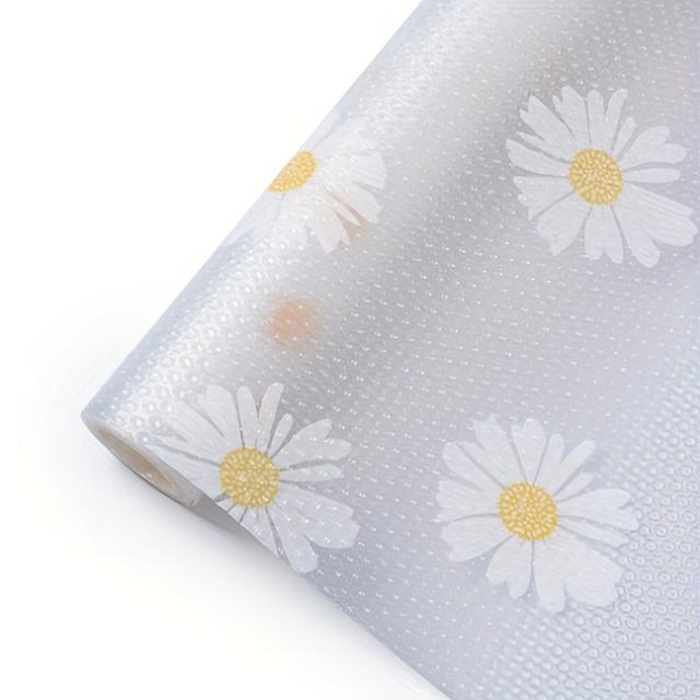 TEMU Durable, Daisy Pattern Non-slip Shelf Liner Roll - Waterproof, For Kitchen Cabinets, Drawers, Fridge & Table - Stain Resistant & Easy To Clean