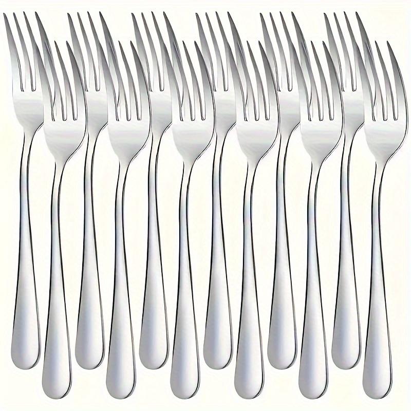 TEMU 12pcs Stainless Steel Fork Set - Elegant Dinner, Salad And Dessert Fork For Home, Restaurant Use - Food Grade Fork - Durable Silver Tableware Set