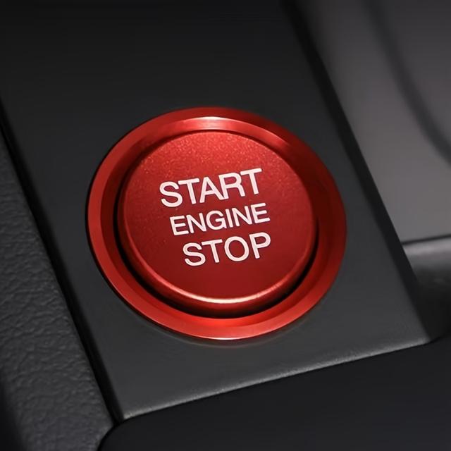 TEMU Auto-Aluminiumlegierungsteile, -Abdeckung für Audi A4 A5 A6 A7 Q5 Q7 – Universeller Motorstart-/Stopp-Knopfschutz mit Zündringverzierung, Auto-Zubehör, Metall-Innenraumdekoration für Zündschalter