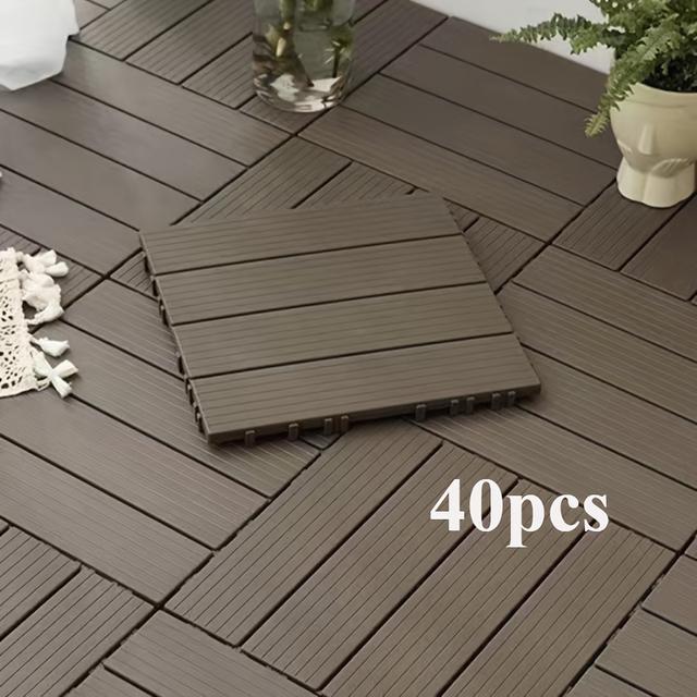 TEMU 40pcs Rich Interlocking Plastic Flooring Tiles - Waterproof, Anti-slip, Durable With -lock Installation For Outdoor , Patios & Yard Renovations, Outdoor Tiles For Patio Waterproof