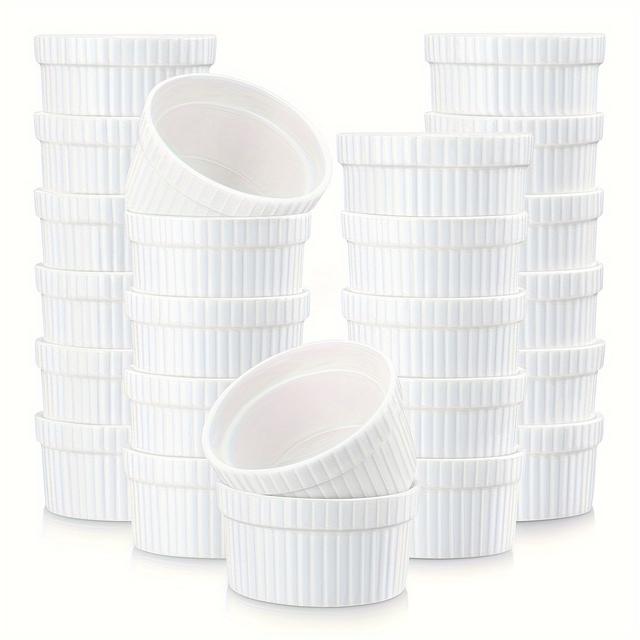 TEMU Ramequins à Trempette, Ramequins en Porcelaine pour Pudding Caramel, Plats à Crème , de Cuisson pour Sauces, Crème Anglaise, Glace, Résistants , Blanc
