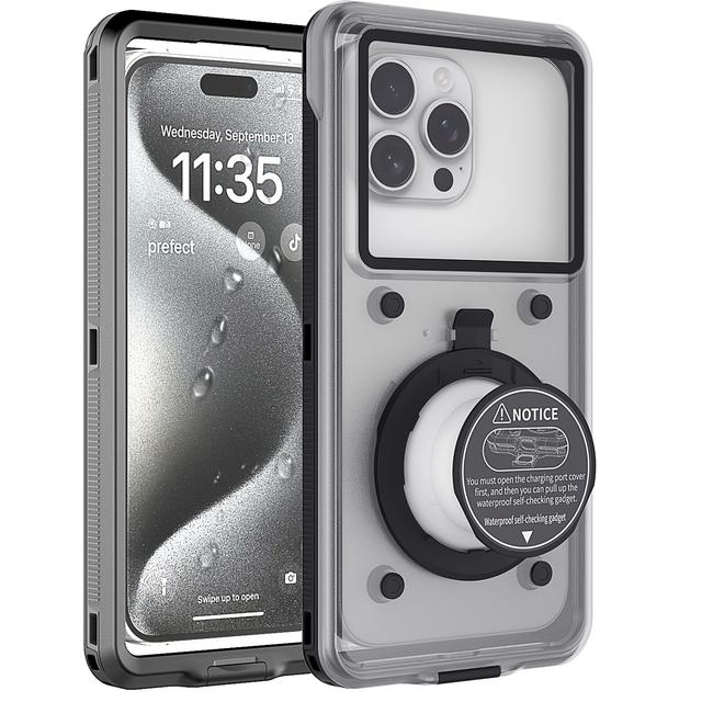 TEMU 6.9-inch Screen Universal Mobile Phone Case Wet Diving Mobile Phone Case Touch Screen With Stand Counter-shock/drop Suitable For All Mobile Phones