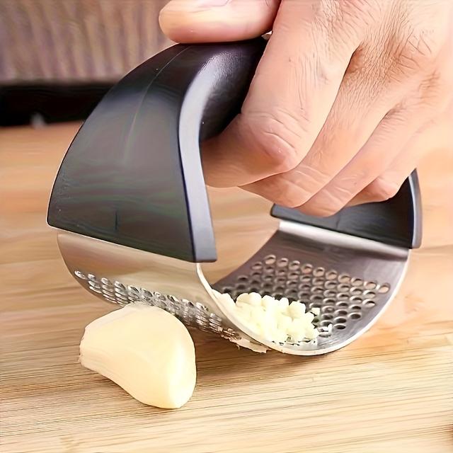 TEMU 1 Stainless Steel Garlic Grinder - Manual Vegetable Cutter And Fruit Crusher For Restaurants And Supermarkets - Easy-to-use Kitchen Gadget, Perfect Gift For All !