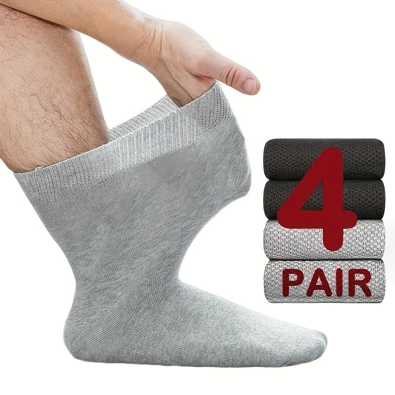 TEMU 4-pairs Diabetic Socks For Men, Non-binding Extra Wide Socks, Comfortable & Stretchable Plus Size Socks, Seamless Toe, Reinforced Heel - Ideal Gift For Elderly Seniors