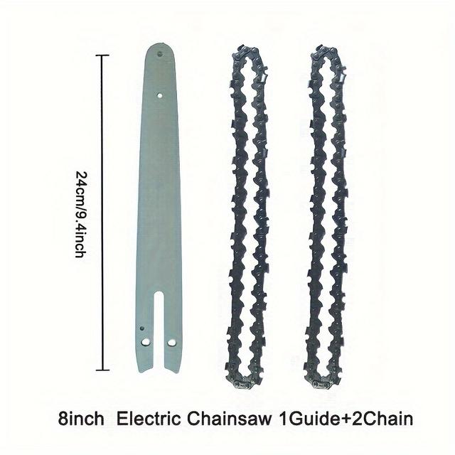 TEMU Kompatibel mit Hand-Lithium-Sägen, dieses Set enthält 1 Führungsschiene und 2 Ketten für eine 8-Zoll-Elektro-Kettensäge, dient als Ersatzteile, die langlebig und scharf für den Einsatz sind.