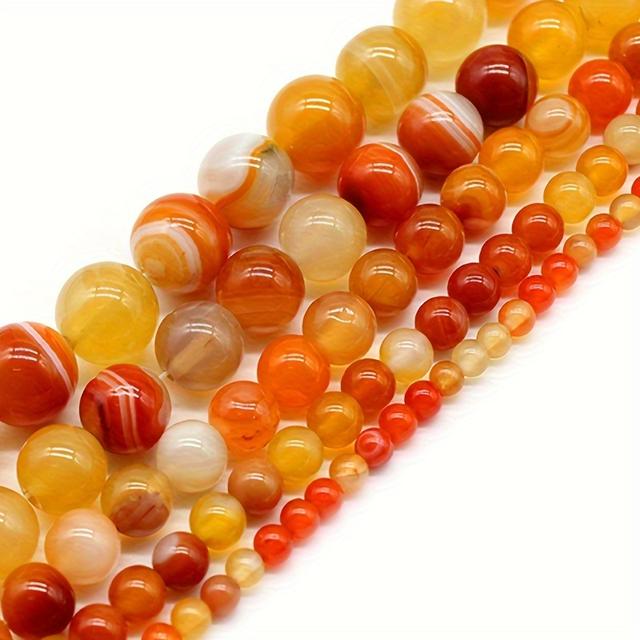 TEMU 1 Strands Natural Stone Beads Orange Stripe Agates Round Loose Spacer Beads For Jewelry Making Bracelet Necklace Diy Accessorie 4/6/8/10mm