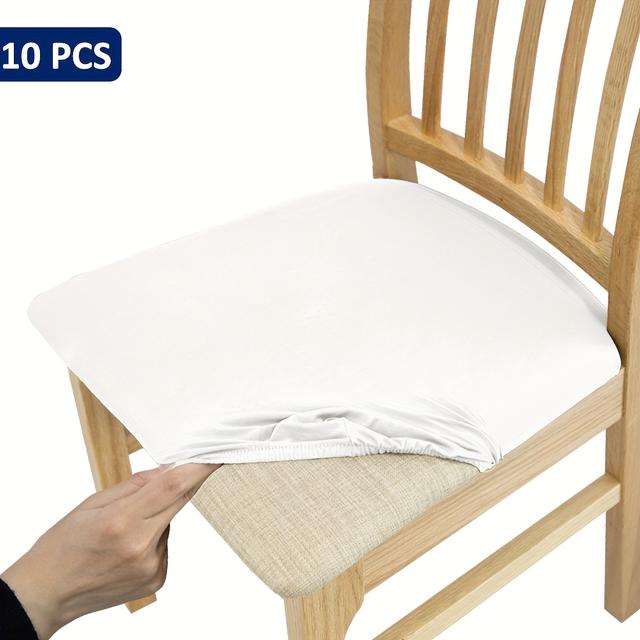 TEMU 8pcs/10pcs Elastic Slicky Fiber Fabric Chair Cushion Covers With Stretch Suitable For Living Room Dining Kitchen