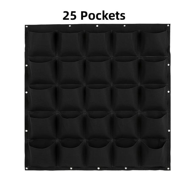 TEMU 1pc Wall-mounted Vertical Garden Planter Bag – Your Fence Into ! Lightweight, Indoor/outdoor Use, Contemporary Style With Multiple Compartments For Plants, Black, Gardening Accessories