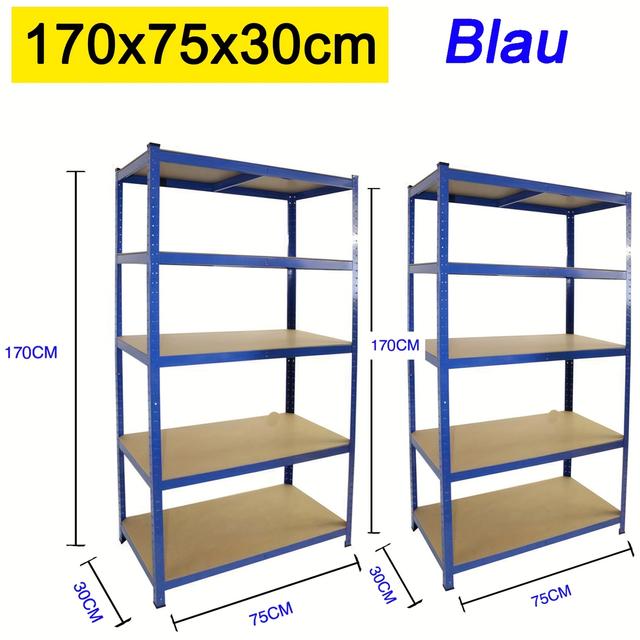TEMU Five-level Metal Storage Rack, Adjustable Heavy-duty Dimensions Of 170 X 75 X 30 Cm, Suitable For Garage, Basement, Workshop, Office, And Home Use, Standing Shelf, Standing Shelf