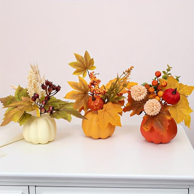 TEMU 1pc/3pcs, Pumpkin Decorations, Artificial Plant Pumpkins, Pumps, Thanksgiving Pumps, Suitable For Home Dining Tabletop Display, Holiday Party Scene Decoration, Gift Gifts,christmas