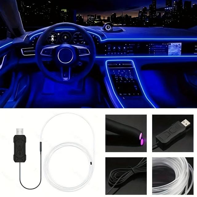 TEMU Auto-Innenraum-Dekoration RGB 1-in-1 LED-Licht für Mittelkonsole + Armaturenbrett + Armlehne mit APP+USB-Farbwechsel und dekorativer Atmosphäre