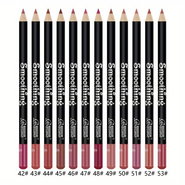 TEMU 12-color Matte Lip Liner Pencil Set, Waterproof And Lip Makeup Pencils, 12pcs Set