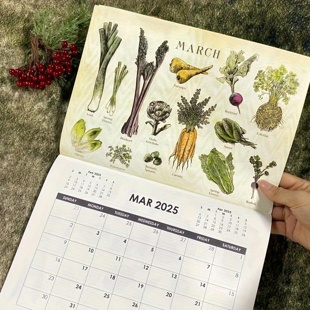 TEMU de Parede com 2025 - Divertido de Ano Novo para Veganos, Planejador Mensal & de Mensagens, de 11.4x7.9 polegadas