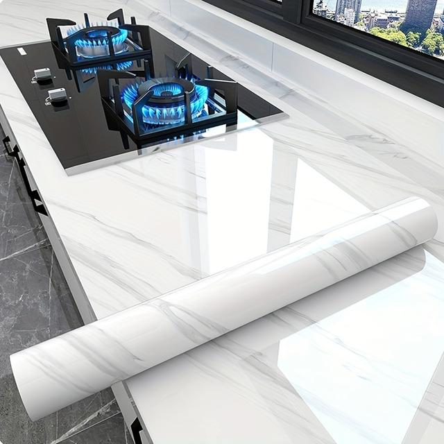 TEMU Verdickte Küchen-Wasserdichte und Ölbeständige Selbstklebende Tapete für Schrankrenovierung – Arbeitsplattenabdeckpapier