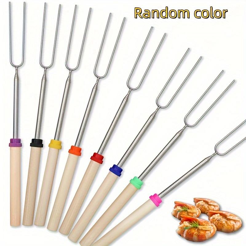 TEMU 8pcs/pack 32in Marshmallow Roasting Sticks Extendable Design Stainless Steel Smores Skewers For Camping, Bonfire, Fireplace