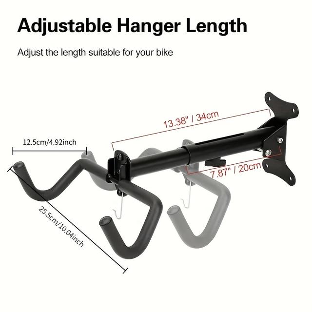 TEMU خطاف دراجة يُثبت على الحائط - رف تخزين دراجات معدني قابل للطي مع خطاف لخوذة الدراجة لدراجات الجبل والاستacion الداخلي في المنزل | طرف حديدي مصقول