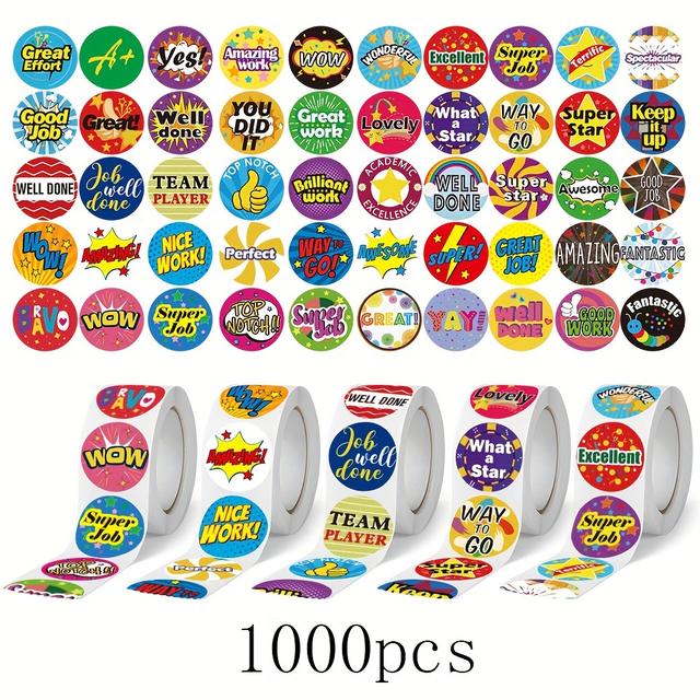 TEMU ชุดสติ๊กเกอร์หนู 1 นิ้ว 1000 ชิ้นสำหรับโรงเรียน, อุปกรณ์สำนักงาน, และผลิตภัณฑ์กระดาษ