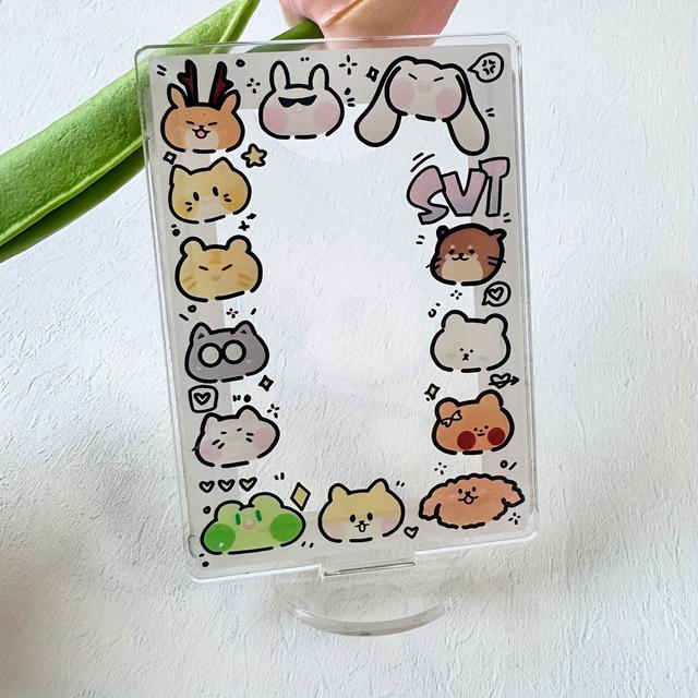 TEMU 1pc 4.33inch 7 아크릴 카드 홀더 및 작은 카드 디스플레이 스탠드, 사진 보호 프레임에 적합, 데스크탑 장식에 완벽, 사진 보호 프레임, 아크릴 데스크탑 스탠드