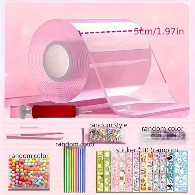 TEMU 8-piece Nano Tape Set: 1 Roll Of Sticky Backing + 7 Essential Material Packs, Ultra-elastic Adhesive For Relaxation & Fun – Perfect Halloween And Christmas Gift