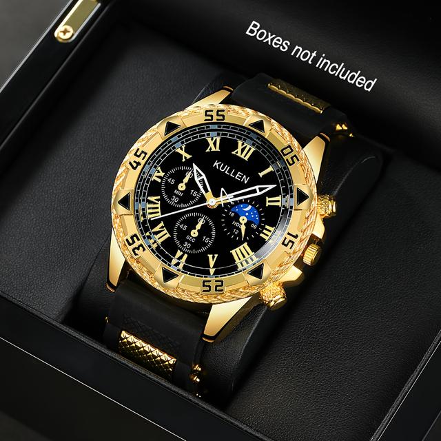 TEMU 1pc Men's Luxury Quartz Watch With Round Face & Elegant - Modern Wristwatch, - Operation, For Birthdays, Weddings, Business Meetings - Perfect For Dad, Husband, Boyfriend - Stylish Accessory For