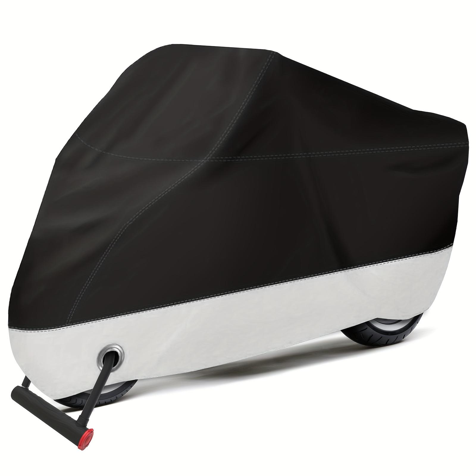 TEMU Black And Silvery Motorcycle Cover, 210d Outdoor Windproof Protective Cover For Bicycles And Scooters, With Lock Hole And Storage Bag