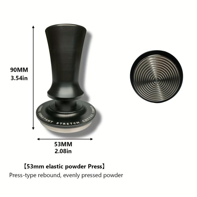 TEMU Premium Stainless Steel Espresso Tamper With Calibrated Spring - 51/53/53.7/58mm Sizes, Durable Carbon Brazed Coffee Tamper With Ripple Base For Perfect Ground Distribution, Espresso Accessories